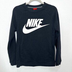 Nike Women's Size XS Black Crewneck Sweatshirt Logo Pockets Casual Outdoors
